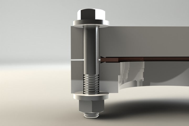 Nut, bolt & washer sets for CF flanges (through hole), stainless steel