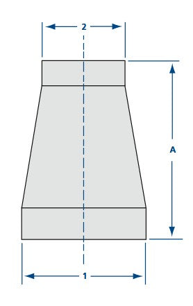 1.5" to 1.0" weldable conical reducer (unflanged)